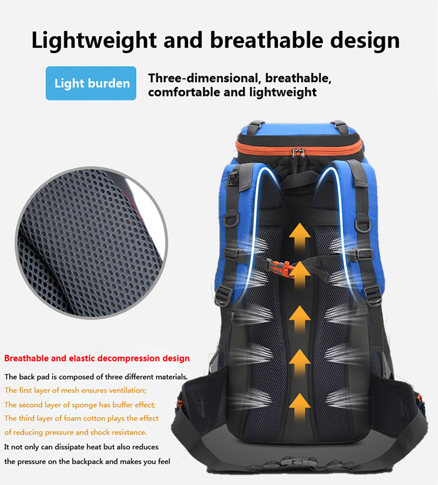 Bseash 60L backpack rain cover stowed in bottom pocket for sudden downpours.