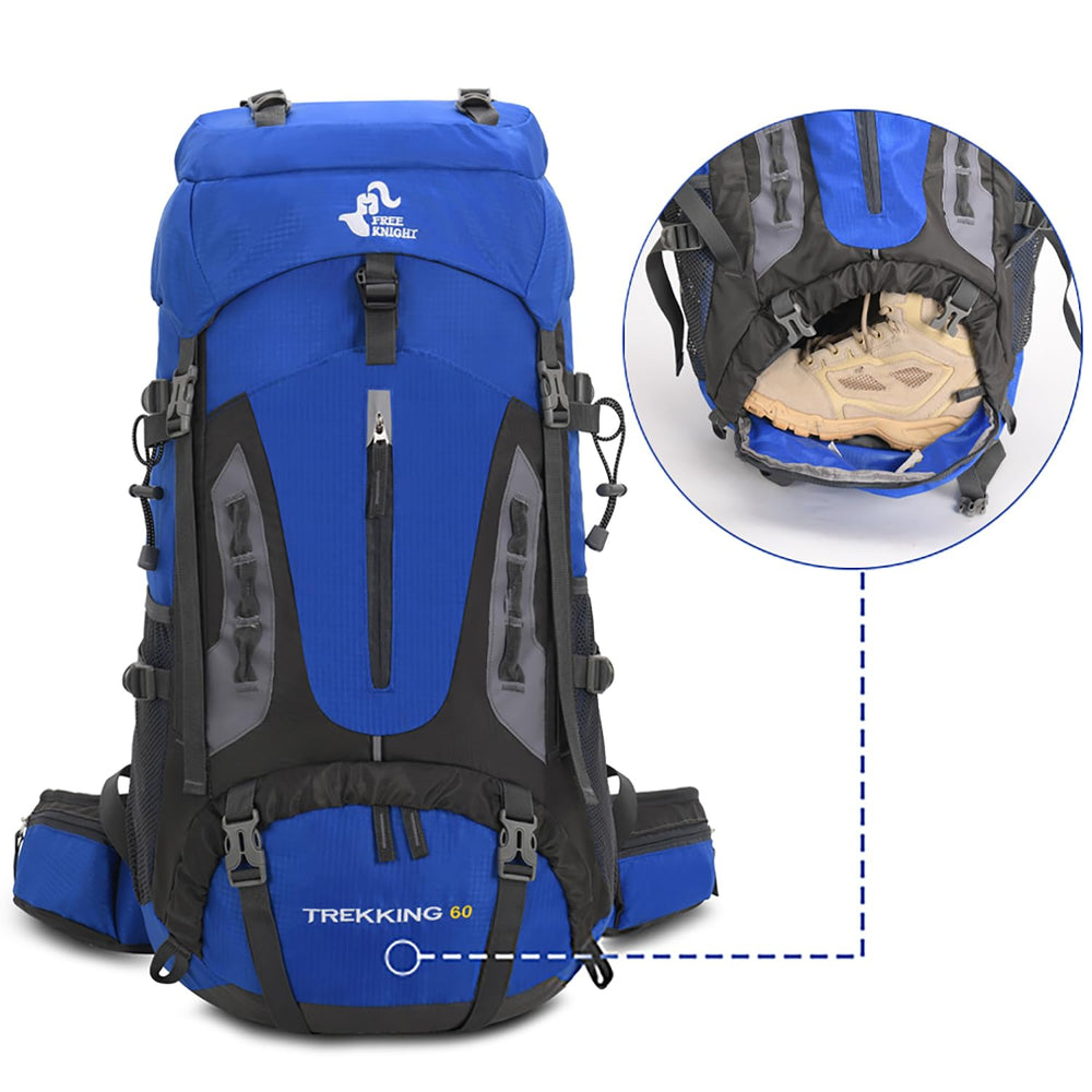 Bseash 60L hiking backpack reflective stripes for safer night travel.