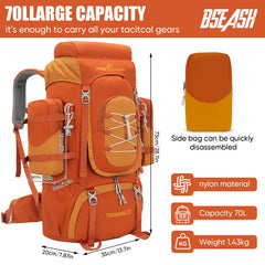 Bseash 70L main compartment in orange showing spacious packing area for gear.