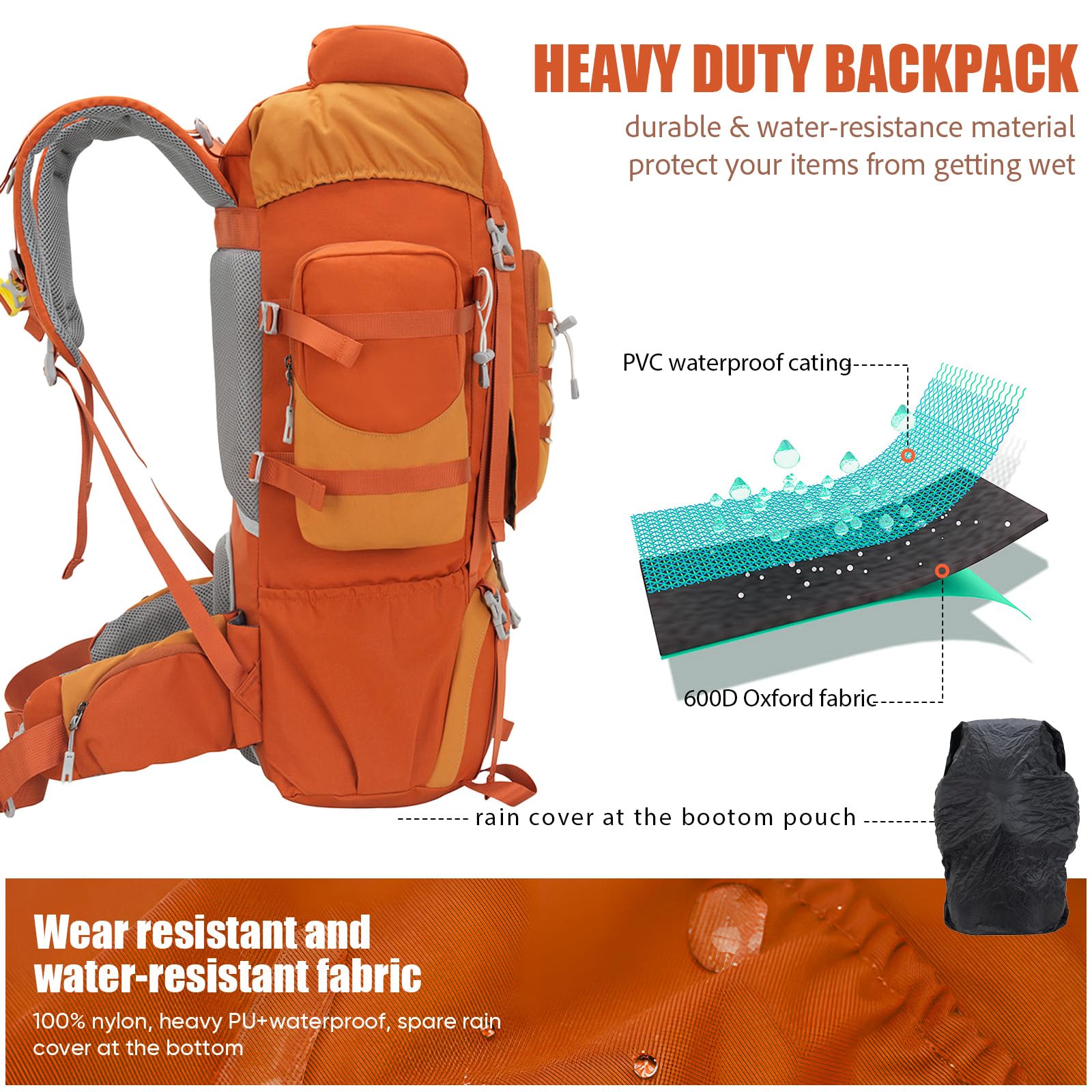Bseash 70L shoe storage pouch in orange keeps dirty gear separate.