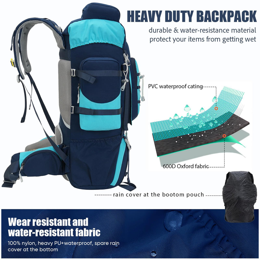 Bseash 70L backpack shoe storage pouch in navy keeps dirt away from gear.