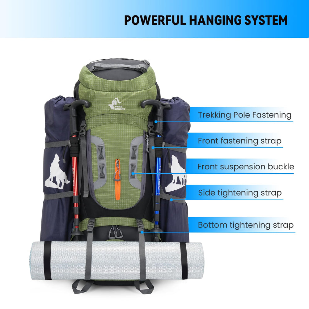 Bseash 80L adjustable straps secure gear for varied activities