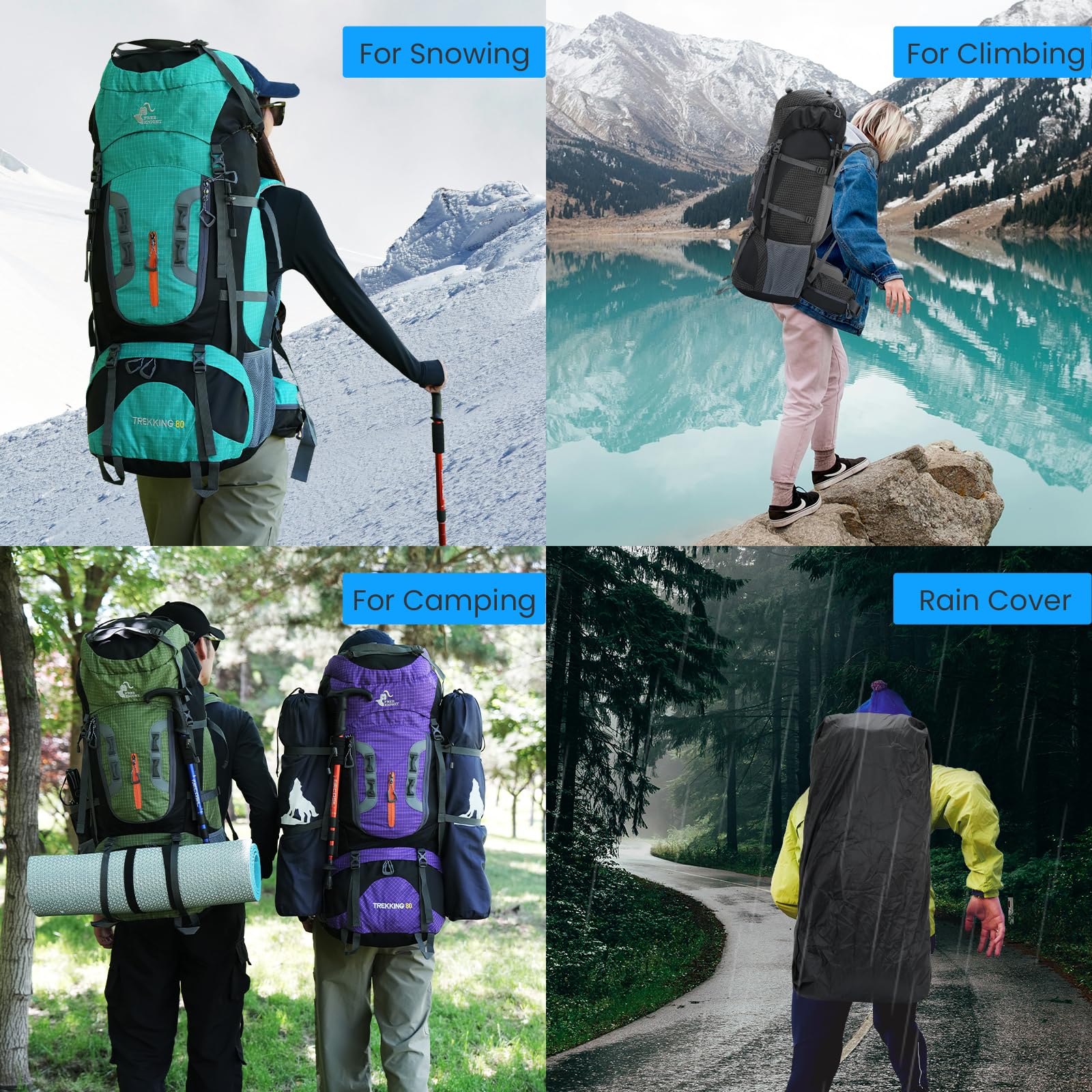 Bseash 80L mesh back panel delivers breathable ventilation