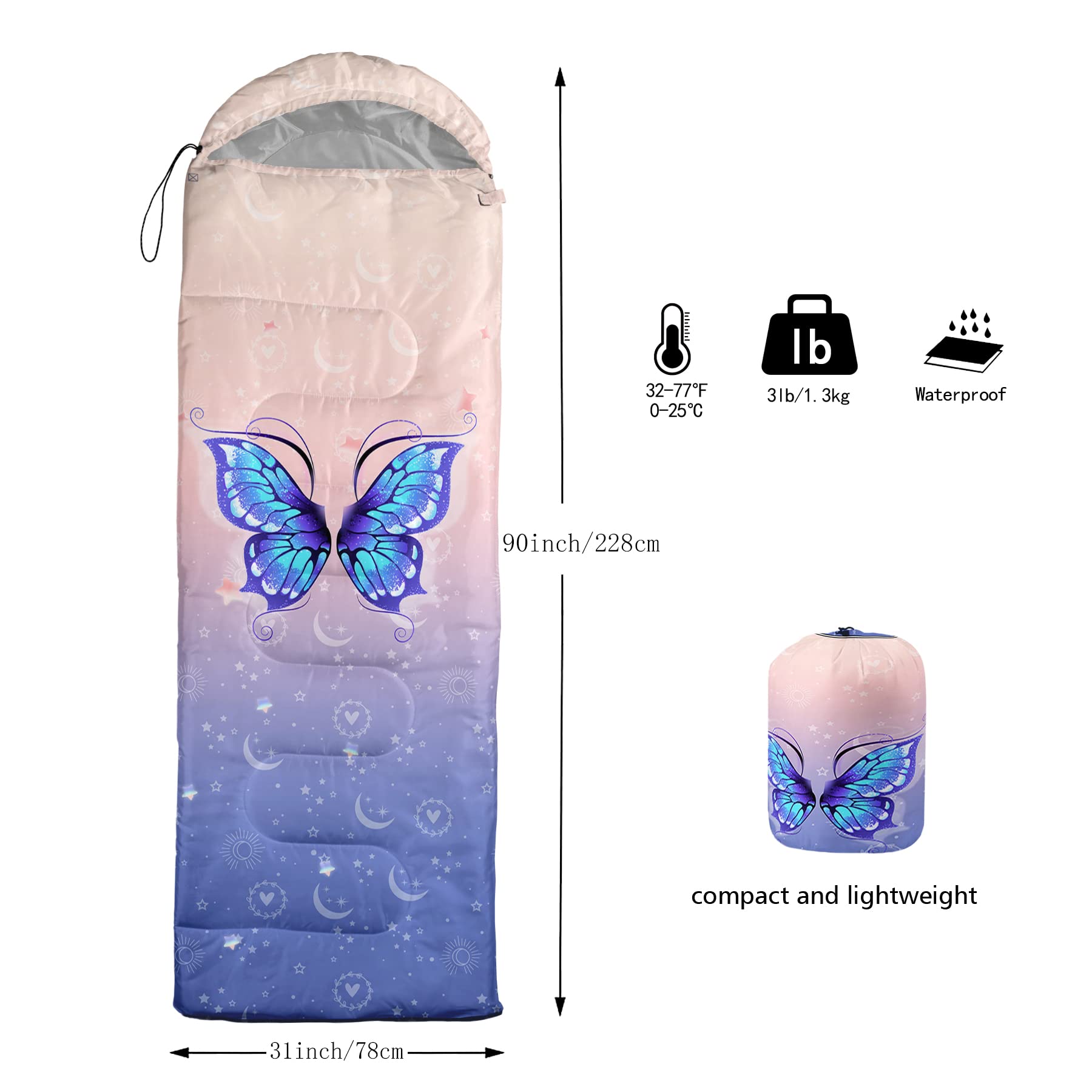 BSNTHO blue butterfly compact-pack size ideal for camping trips.