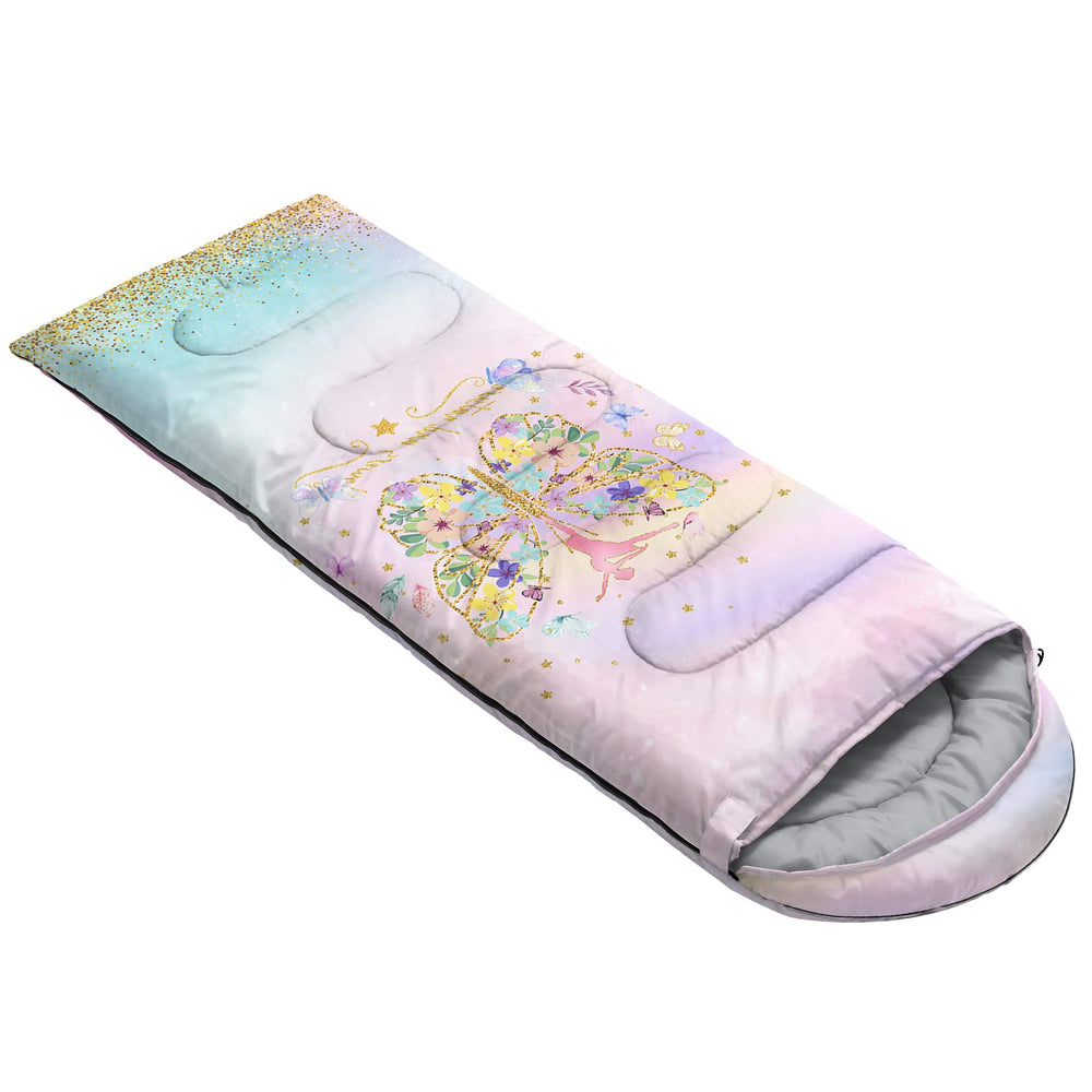 BSNTHO Butterfly Cloud sleeping bag material closeup shows waterproof outer shell.