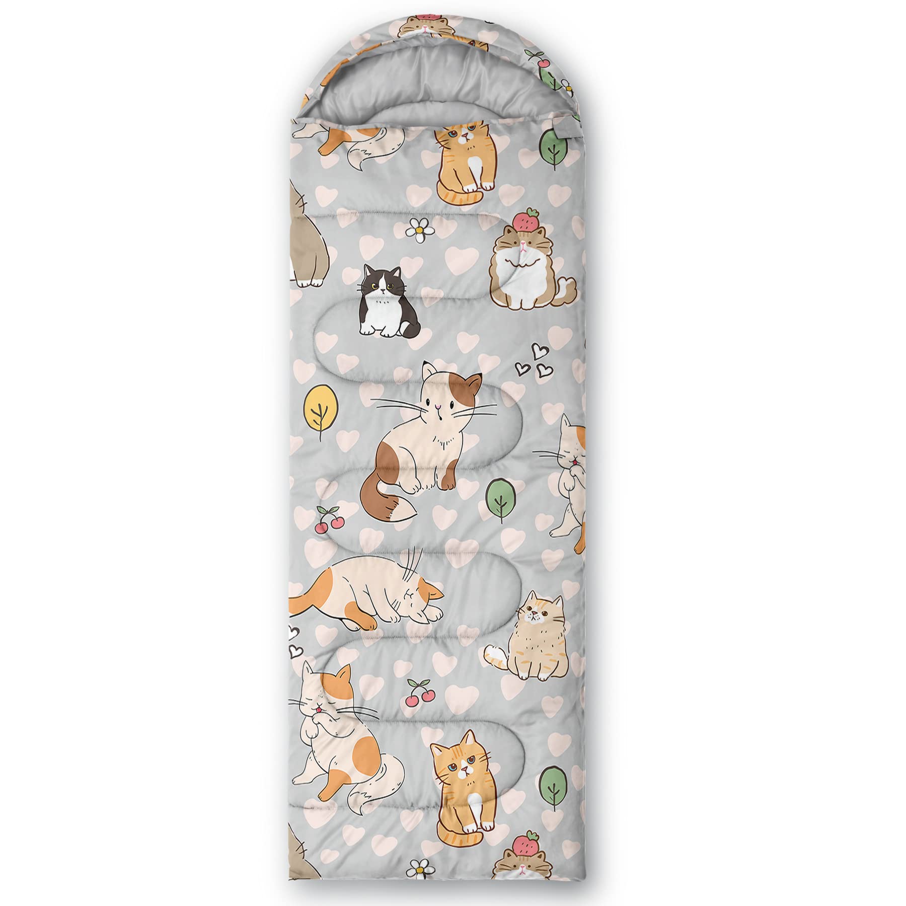 BSNTHO Cute Cat Sleeping Bag hood-drawstring detail enhances heat retention during cool nights
