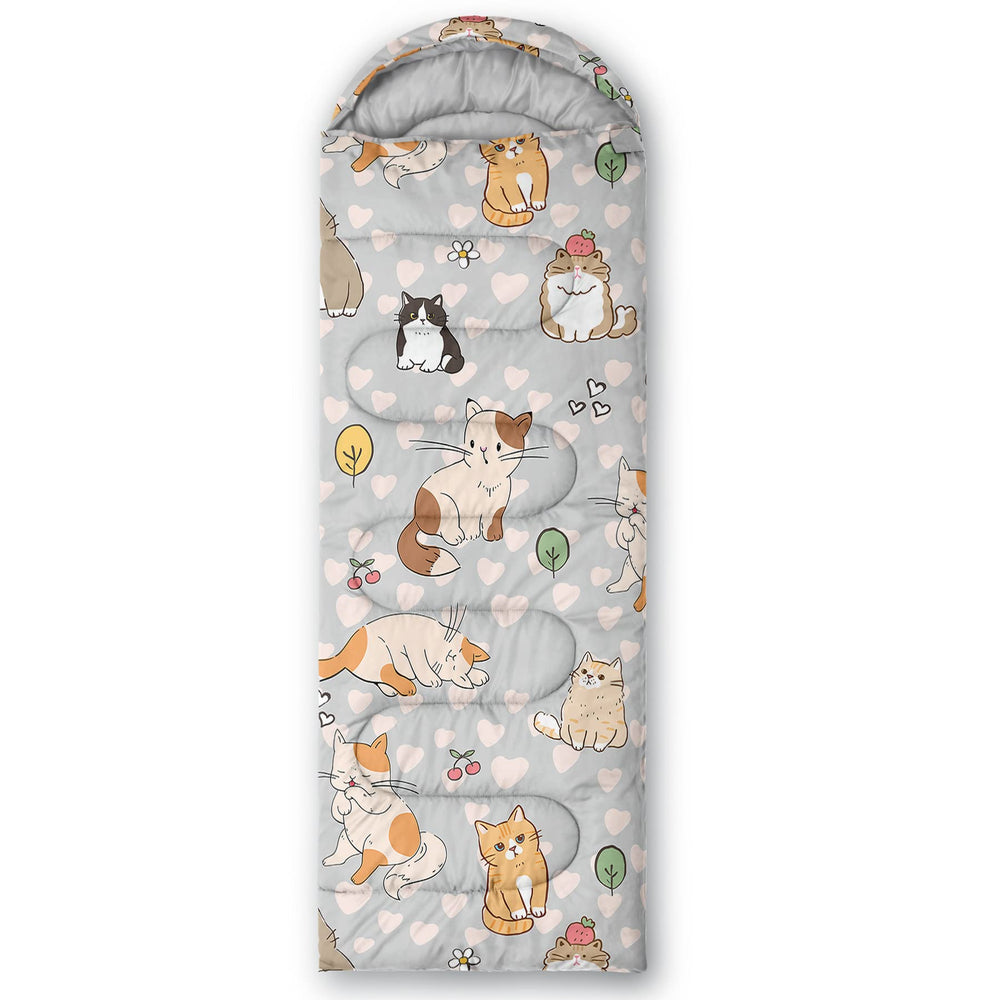 BSNTHO Cute Cat Sleeping Bag hood-drawstring detail enhances heat retention during cool nights