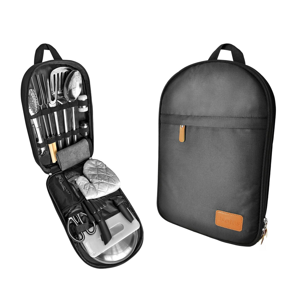 Bsotas camping cooking set 24 pcs cutting board provides sturdy prep surface for campsite meals.