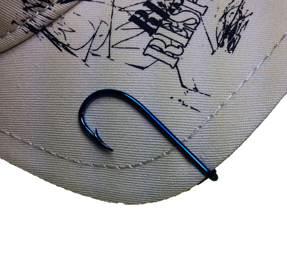 BT Outdoors blue hat hook used as tie clip for a refined look.