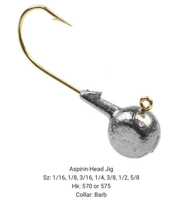 BT Outdoors aspirin-head jig 1/8oz highlighting AJ-7-A mold for versatile hook setup