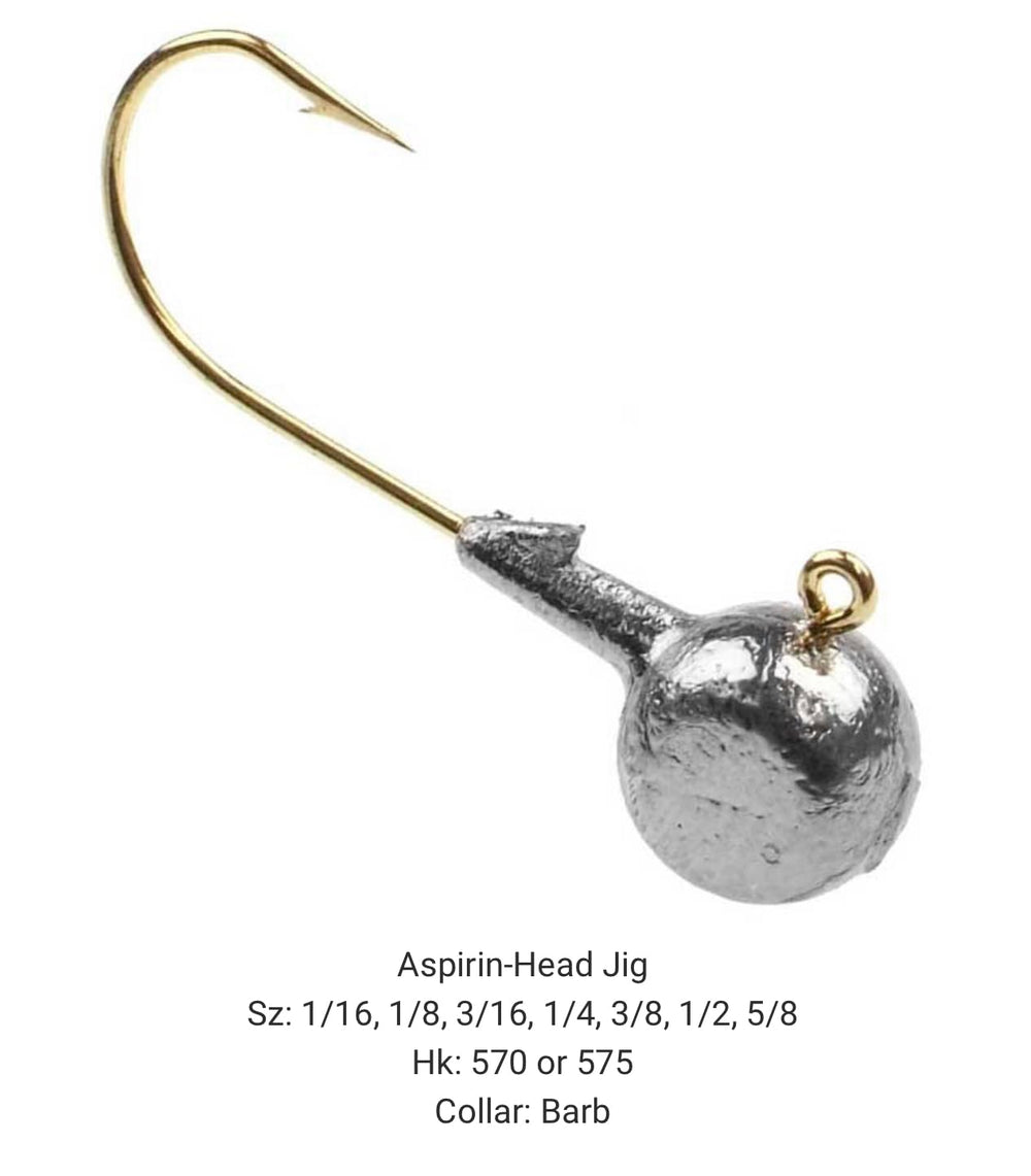 BT Outdoors aspirin-head jig 1/8oz highlighting AJ-7-A mold for versatile hook setup