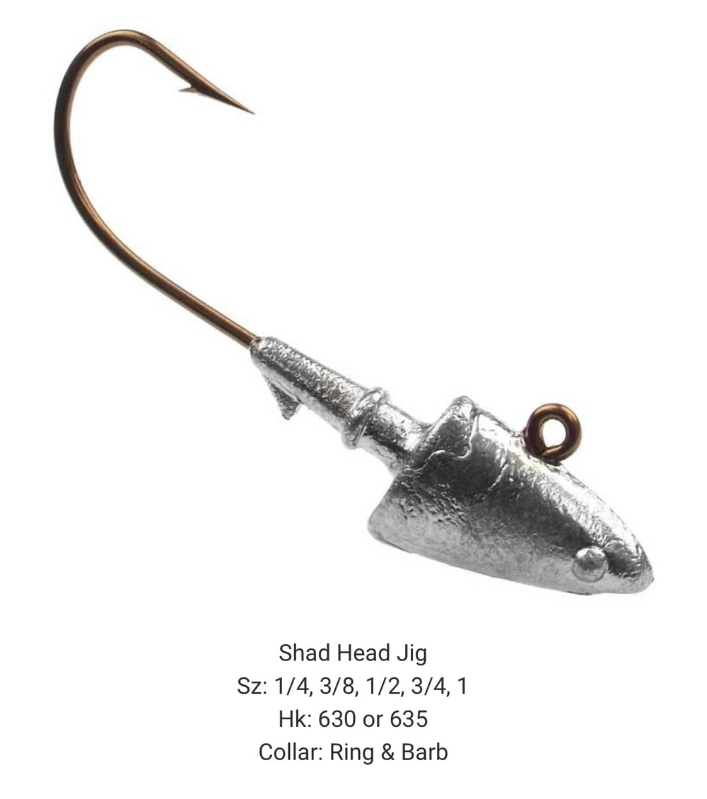 BT Outdoors Do It Mold Shad Head Jig 1 oz with ring and barb collar for hook sets.