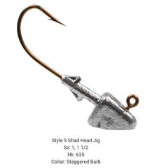 BT Outdoors Do It Mold Style 9 Shad Head Jig 1-1-2oz close-up highlights secure bait retention