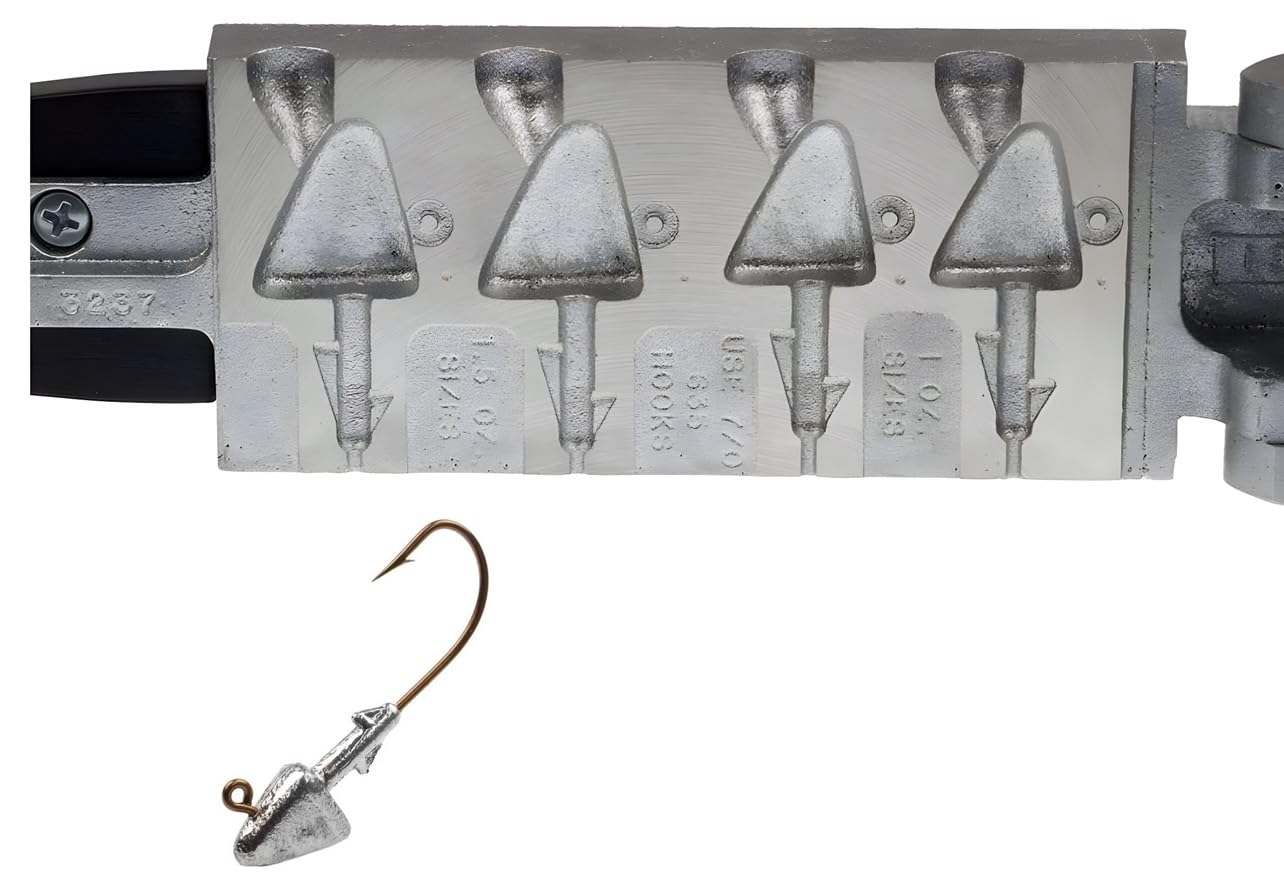 BT Outdoors Do It Mold Style 9 Shad Head Jig 1oz close-up shows staggered barb collar for secure bait