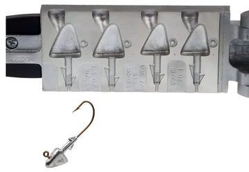 BT Outdoors Do It Mold Style 9 Shad Head Jig 1oz close-up shows staggered barb collar for secure bait