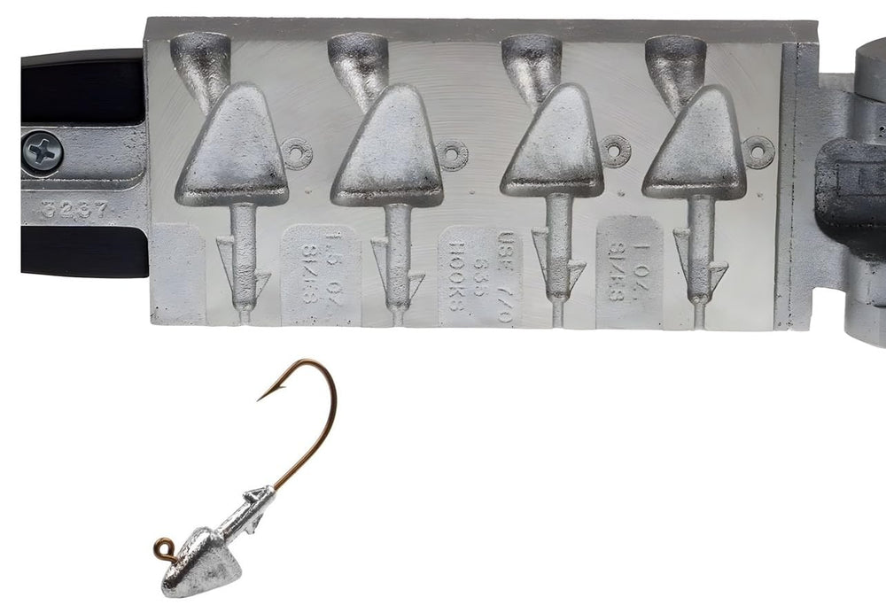 BT Outdoors Do It Mold Style 9 Shad Head Jig 1oz close-up shows staggered barb collar for secure bait