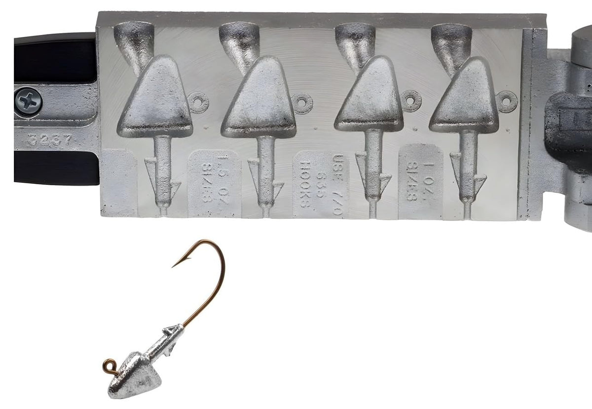 BT Outdoors Do It Mold Style 9 Shad Head Jig 1oz close-up shows staggered barb collar for secure bait