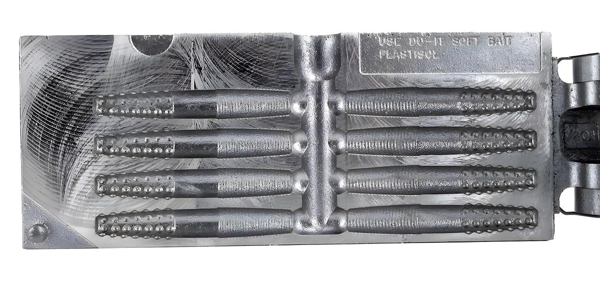 BT Outdoors Midwest Finesse Rig mold front view for economical eight-cavity production.