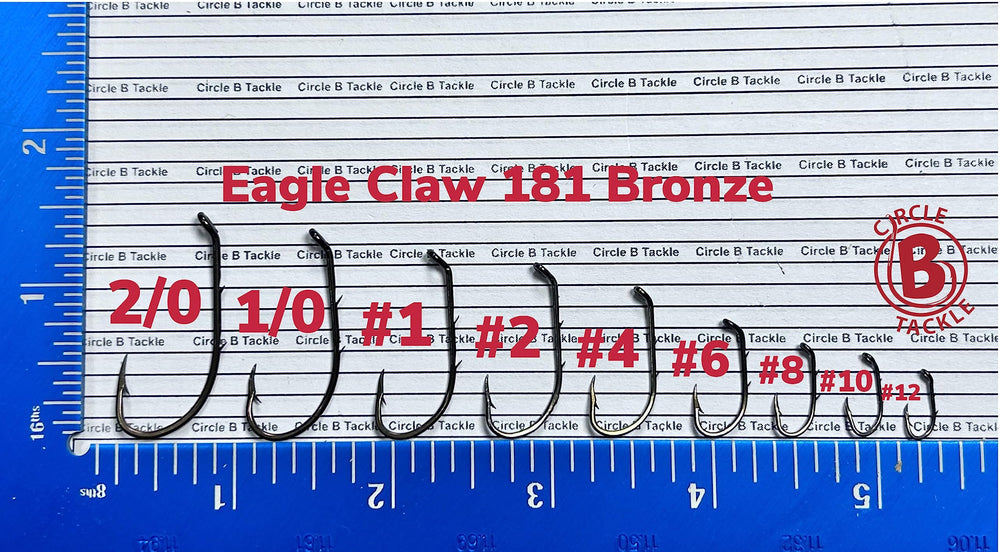Closeup of BT Outdoors Eagle Claw 181 Bronze Bait Holder Hooks highlighting forged points.