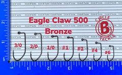 BT Outdoors Eagle Claw 500 bronze sickle hook pack view, ideal for multi-species jig fishing.