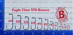 BT Outdoors Eagle Claw 570 bronze jig hooks packaging close-up shows classic round-bend design.
