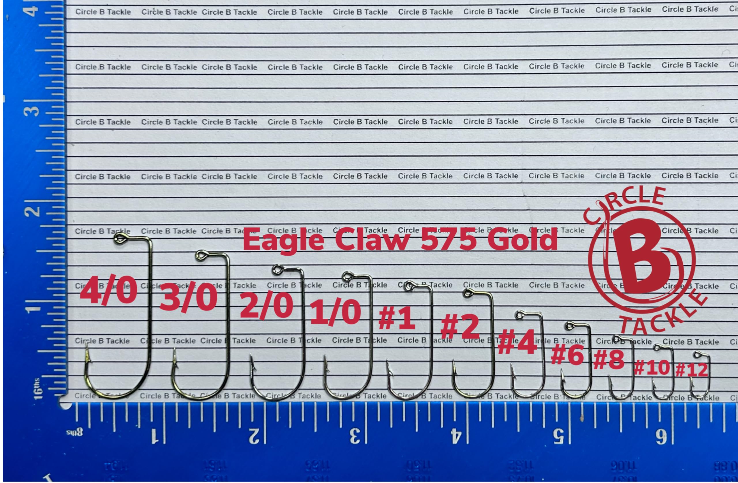 BT Outdoors Eagle Claw 575 bronze-finish hooks close-up showing forged point and packaging