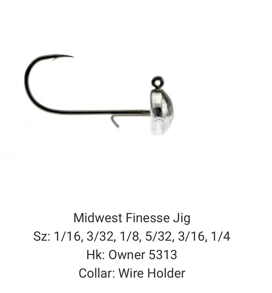 BT Outdoors MFJ-6-A jig sizes image shows 1/16 to 1/4 oz options for customization.