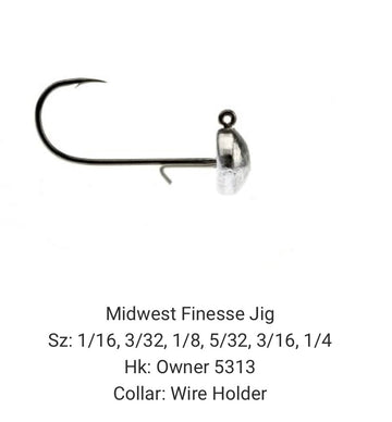 BT Outdoors MFJ-6-A jig sizes image shows 1/16 to 1/4 oz options for customization.