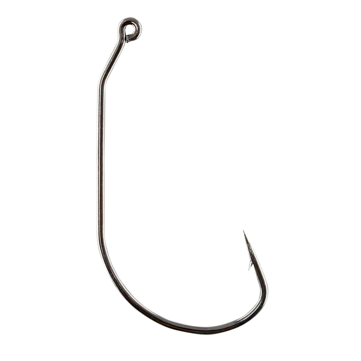 BT Outdoors Mustad 91768 NP hook front view, black nickel finish for durable hook sets.