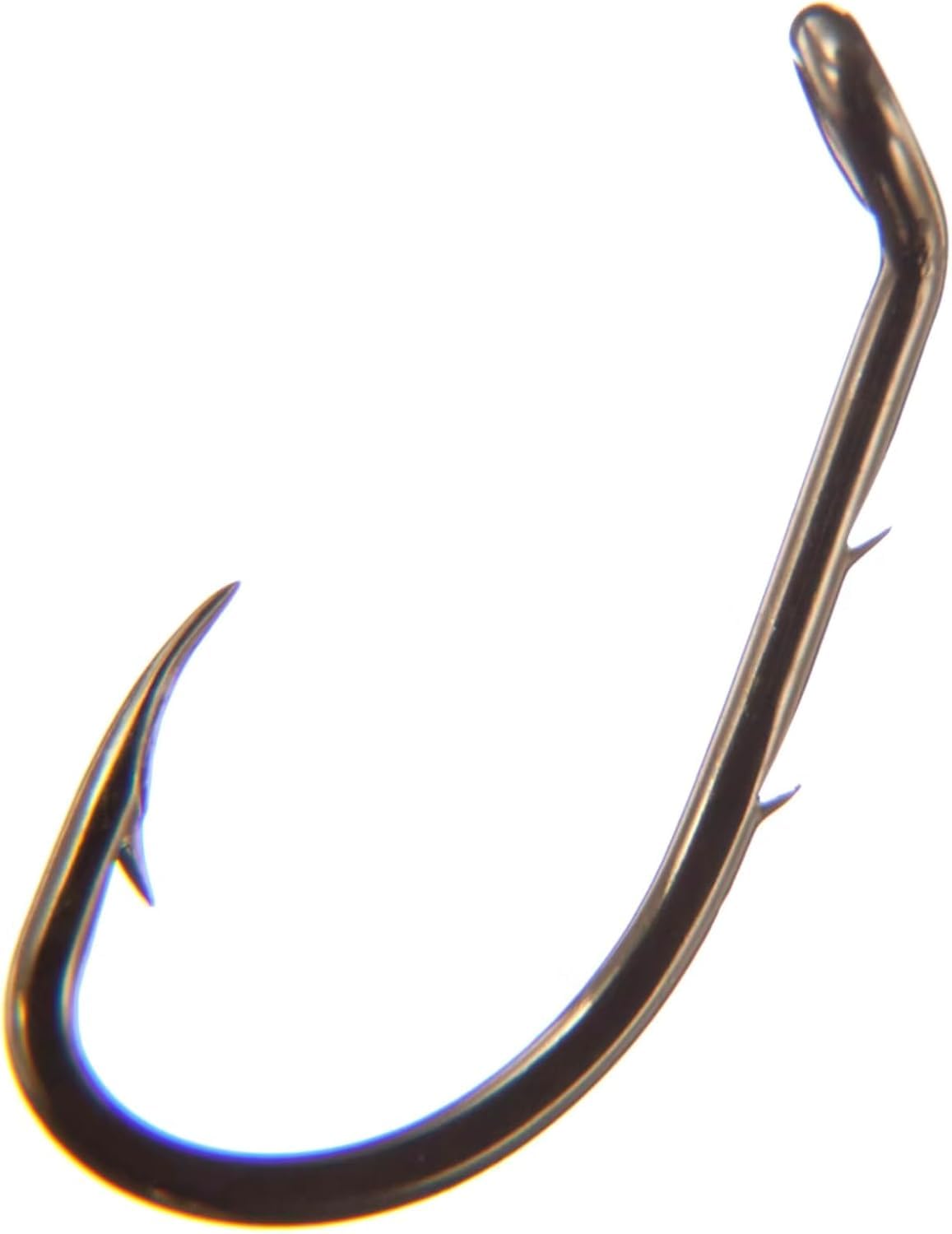 BT Outdoors Mustad 92641 bronze bait holder hook close-up showing long shank and beaked point for secure bait.