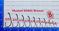 BT Outdoors Mustad 5-0 bronze bait holder hook close-up shows shank slices for improved bait retention.
