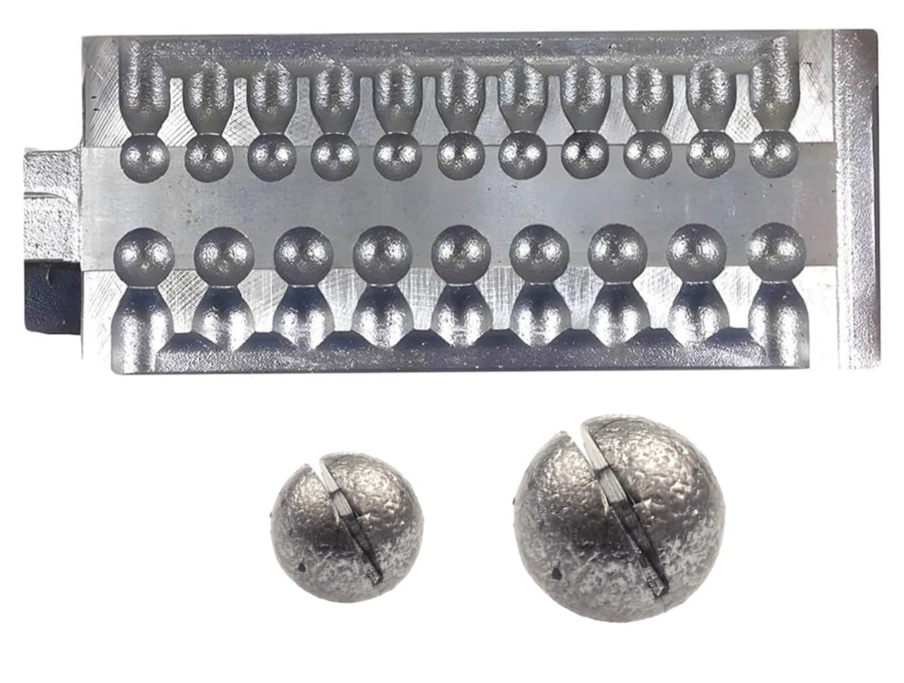 BT Outdoors Round Split Shot Sinker front view with easy line attachment.