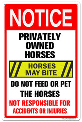 BTFLFDR horse warning sign 8x12 in: durable aluminum for outdoor use.