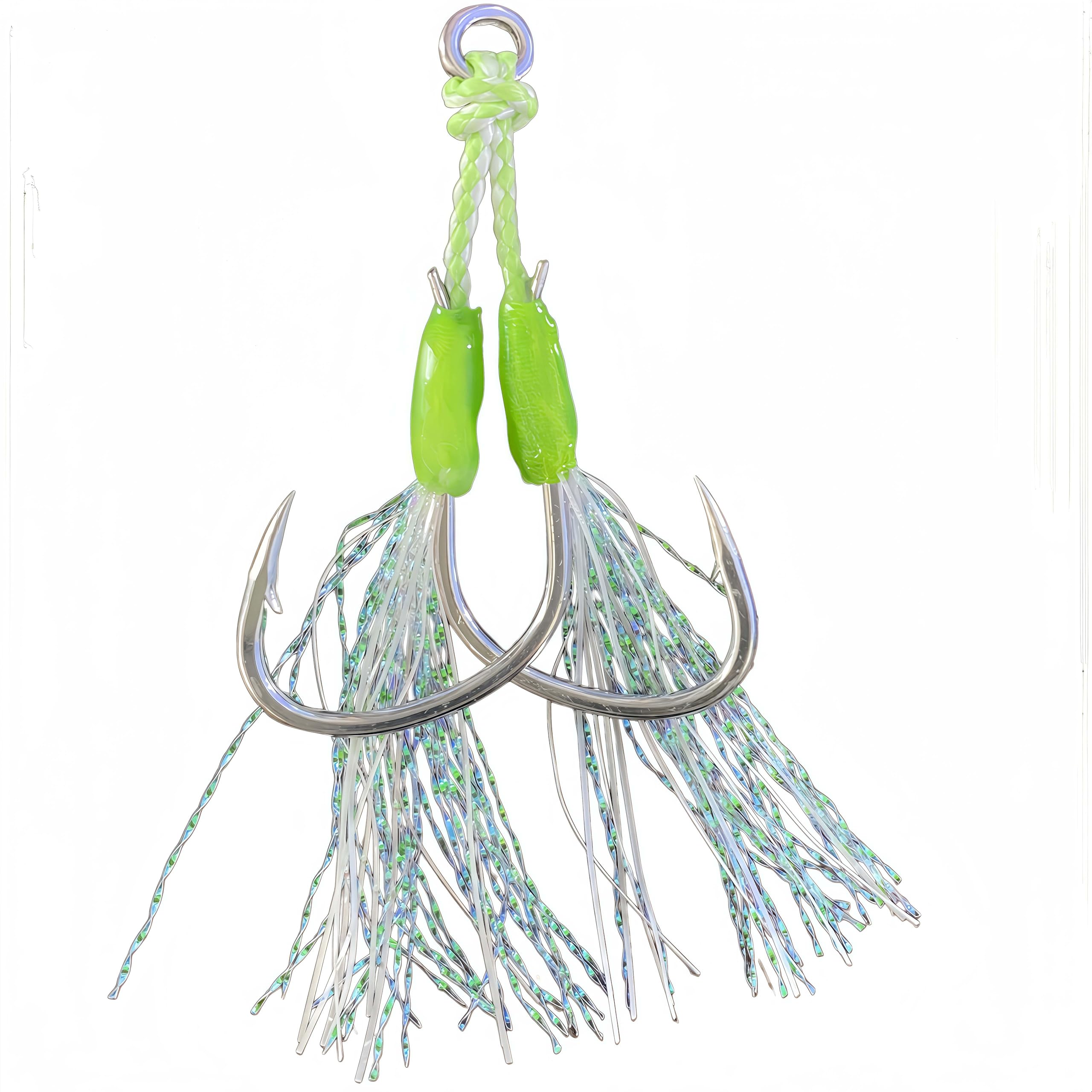 BUCUS fishing assist hooks double-jigging close-up showing durable solid rings and build quality