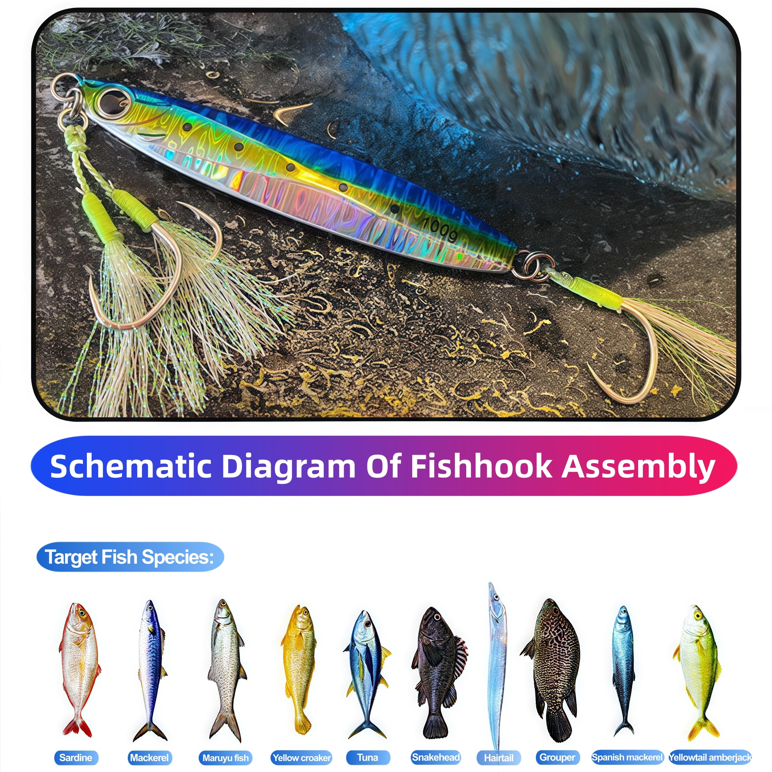 BUCUS high-carbon steel hooks visible, emphasizing durability and corrosion resistance