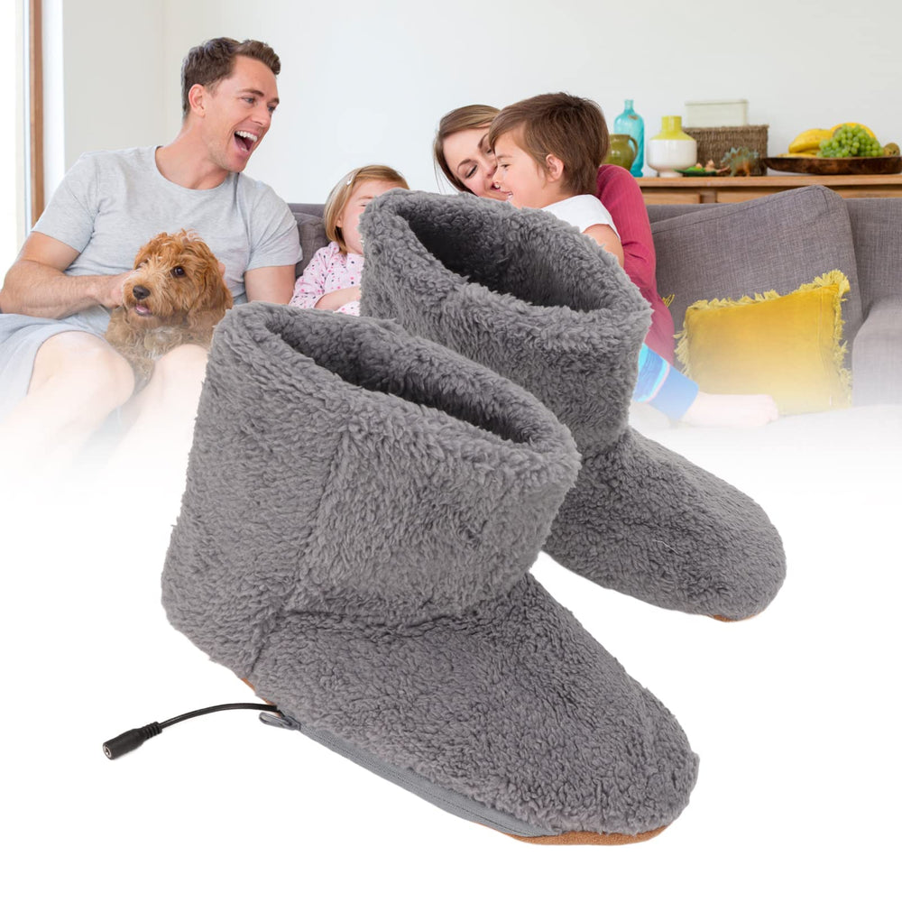 Buachois heated booties grey cuff area highlighting secure, cozy fit.