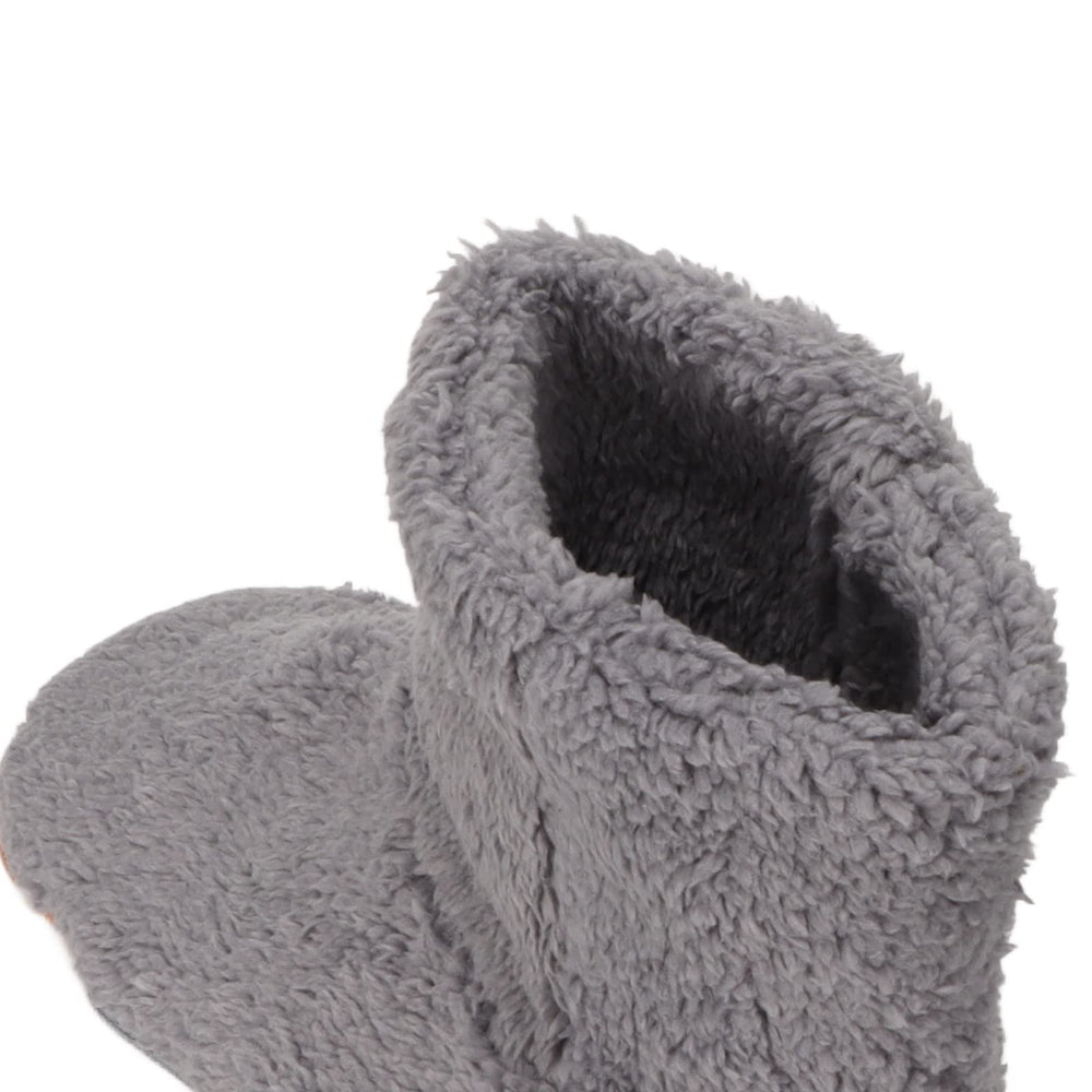 Buachois heated booties grey inside view showing plush interior and snug fit.