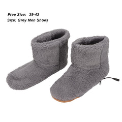 Buachois heated booties grey side profile with soft flannel lining for comfort.