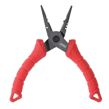BUBBA 6-inch forged fishing pliers with sturdy jaws for crimping and cutting.