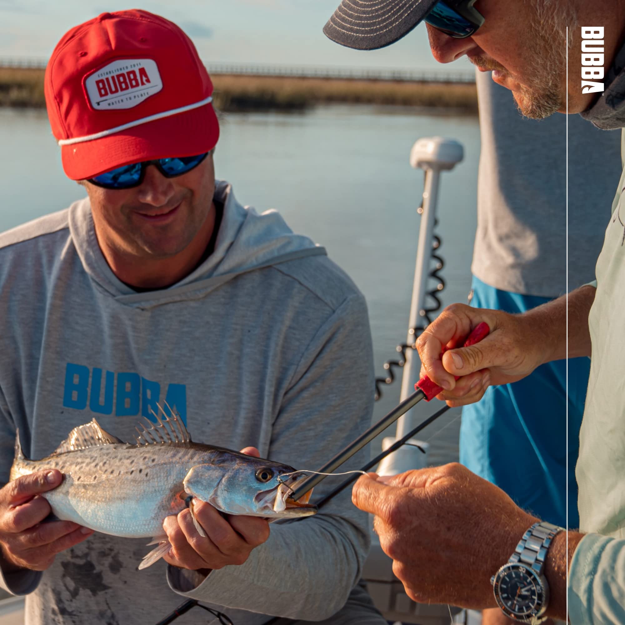 BUBBA in-use image shows safe, effective removal on a fish.