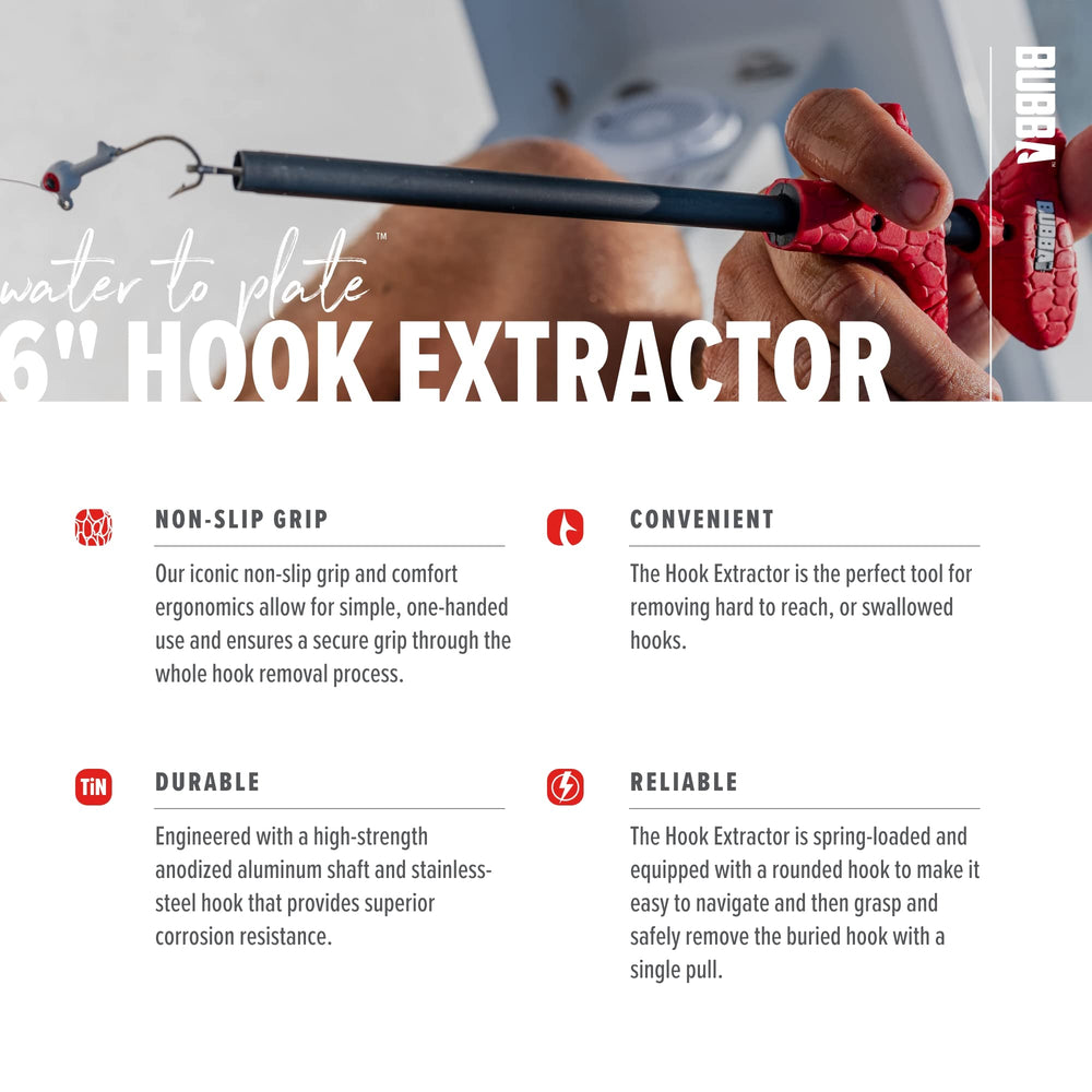 BUBBA hook features titanium-nitride coating for corrosion resistance on saltwater days.