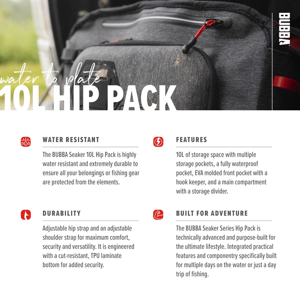 BUBBA Seaker Series hip pack with D-rings and hypalon patch for gear attachment