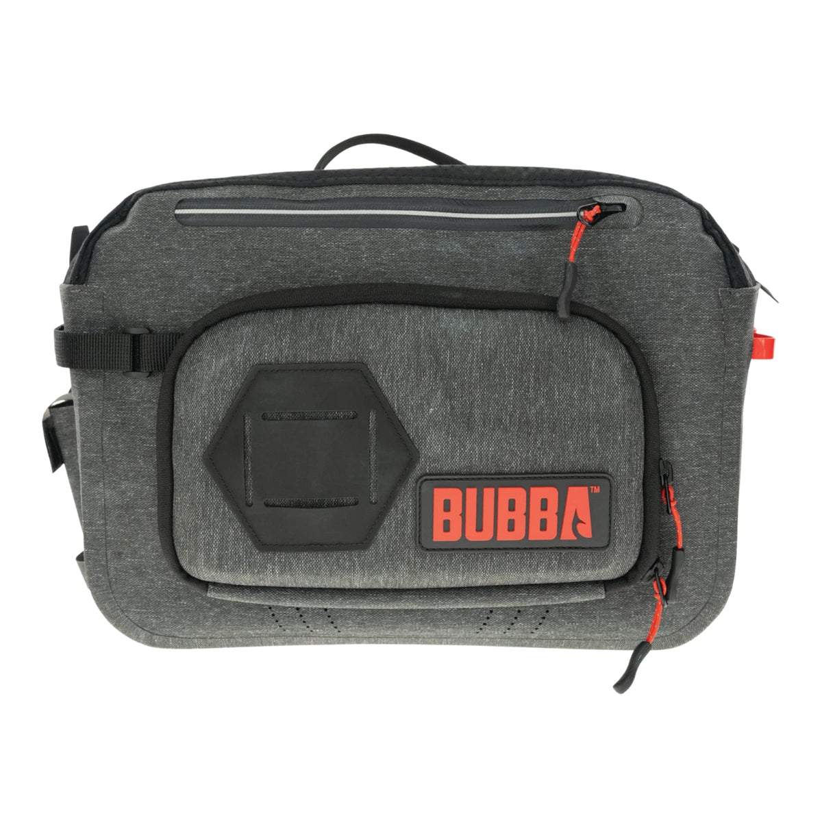 BUBBA Seaker Series hip pack front view showing dry storage for fishing days