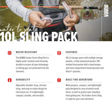 BUBBA Seaker Sling 10L capacity fits tackle boxes and gear