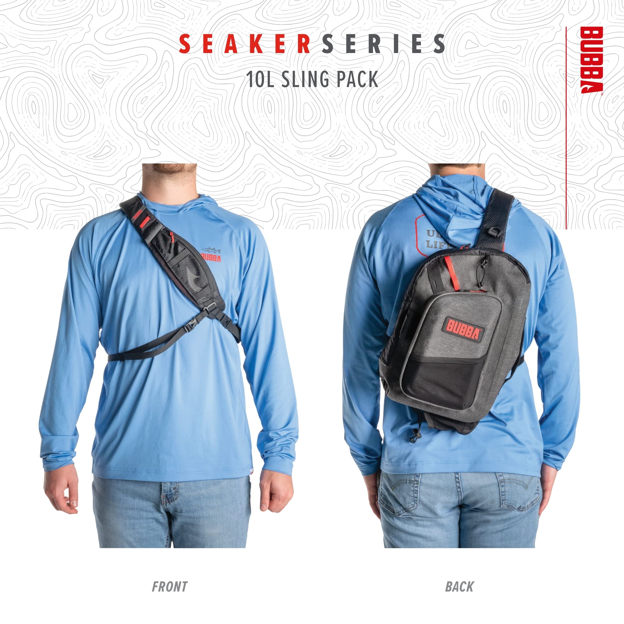 BUBBA Seaker Sling rotated to chest-pack mode for quick access