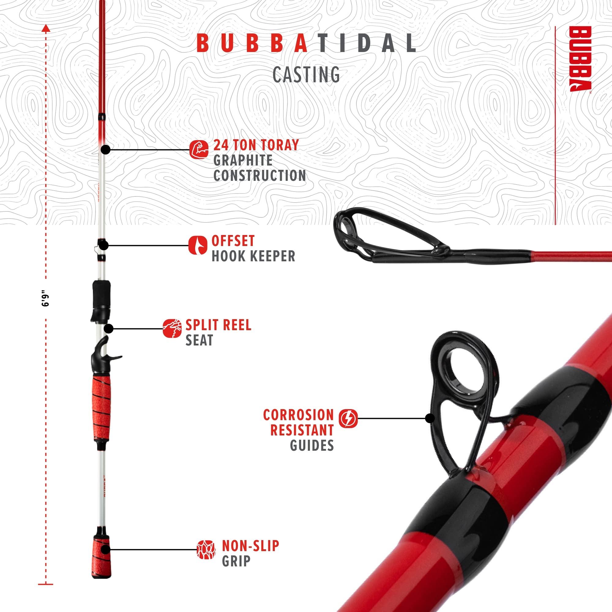 BUBBA Tidal T761MHF-C ergonomic grip supports all-day comfort during long sessions.