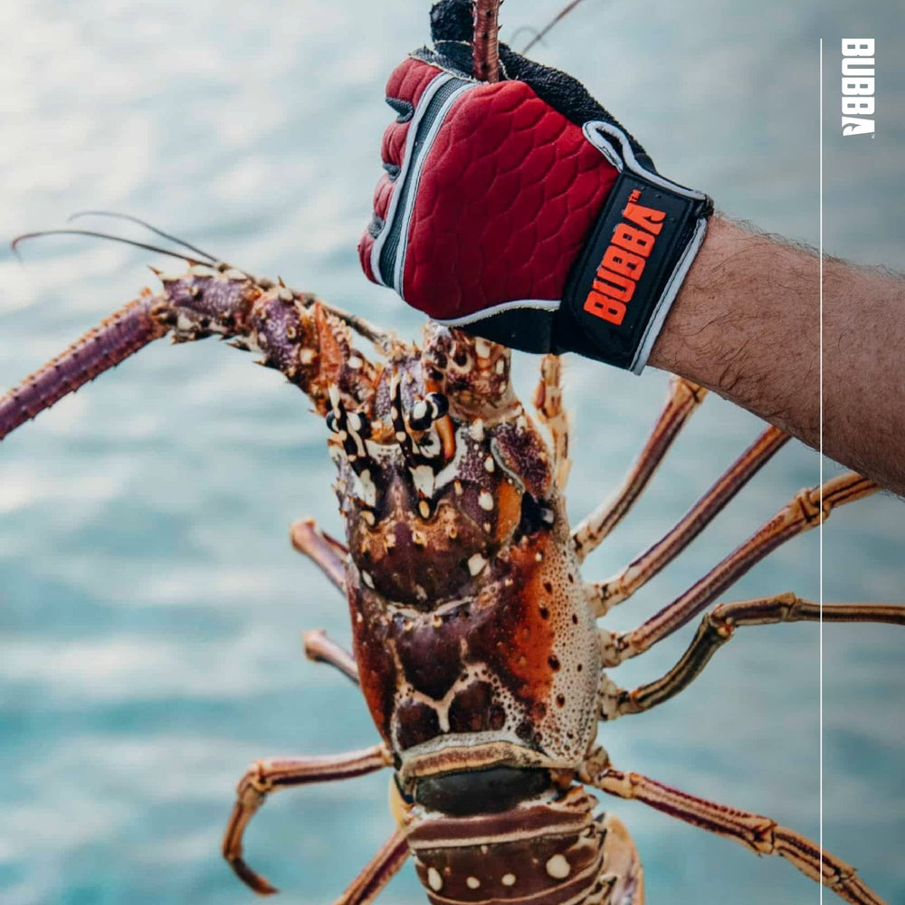 BUBBA Ultimate Fishing Gloves touch-screen compatible index and thumb for quick photos.