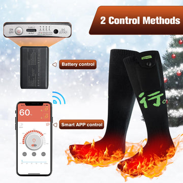 Bubbacare heated socks right view featuring compact battery pack for long trips
