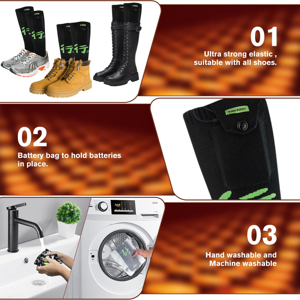 Bubbacare heated socks with washable design for easy care