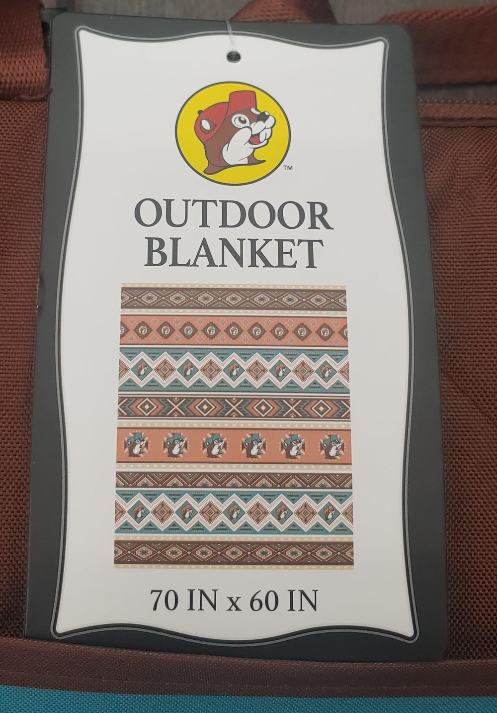 Buc-ee's Beaver Outdoor Blanket spread for family outdoor activities.